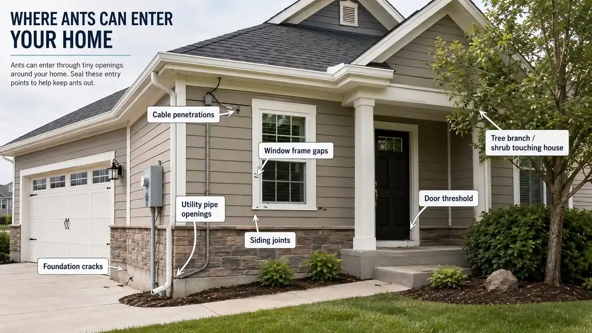 Common ant entry points around a house