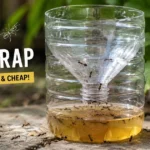 DIY plastic bottle ant trap with ants