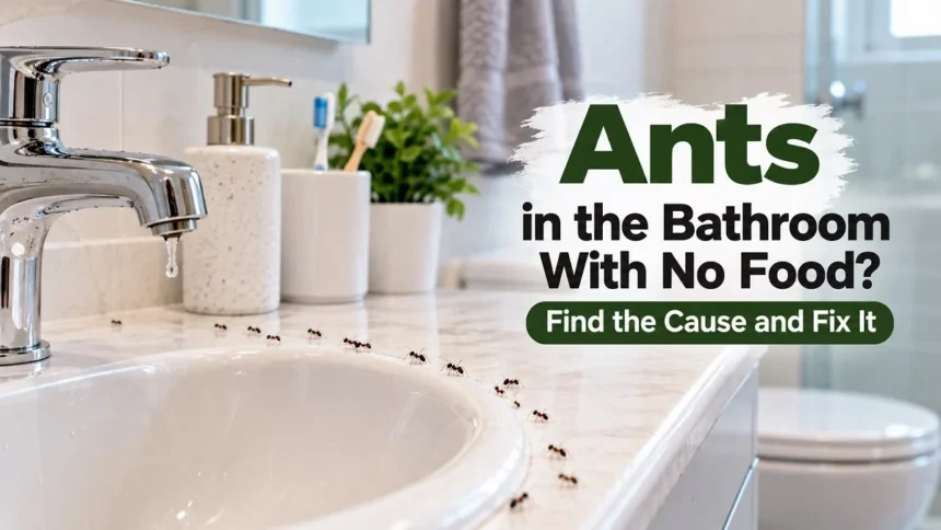 Ants in the bathroom with no food crawling near a sink and dripping faucet